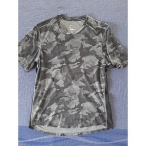 Nike Running Dri-FIT Mens Camo Training Shirt Grey Black 717555-001 Size Medium